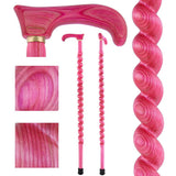 USA-Made Twisted Spiral Cane: Pink Vibrant Colorwood Laminate Wooden Colortone Walking Canes - Tophatter Daily Deals