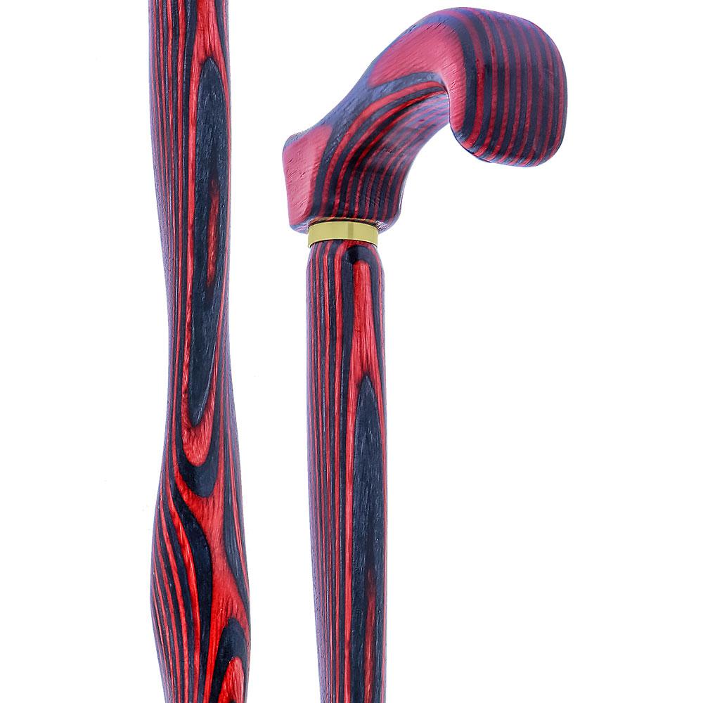 USA-Made Twisted Red-Black Cane: Vibrant Colorwood Birchwood Wooden Colortone Walking Canes - Tophatter Daily Deals