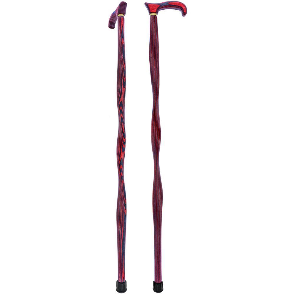 USA-Made Twisted Red-Black Cane: Vibrant Colorwood Birchwood Wooden Colortone Walking Canes - Tophatter Daily Deals