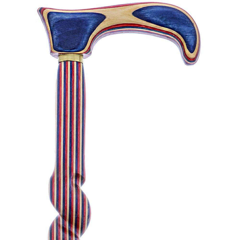 USA-Made Patriotic Twisted Spiral Cane: Red, White & Blue Wooden Colortone Walking Canes - Tophatter Daily Deals