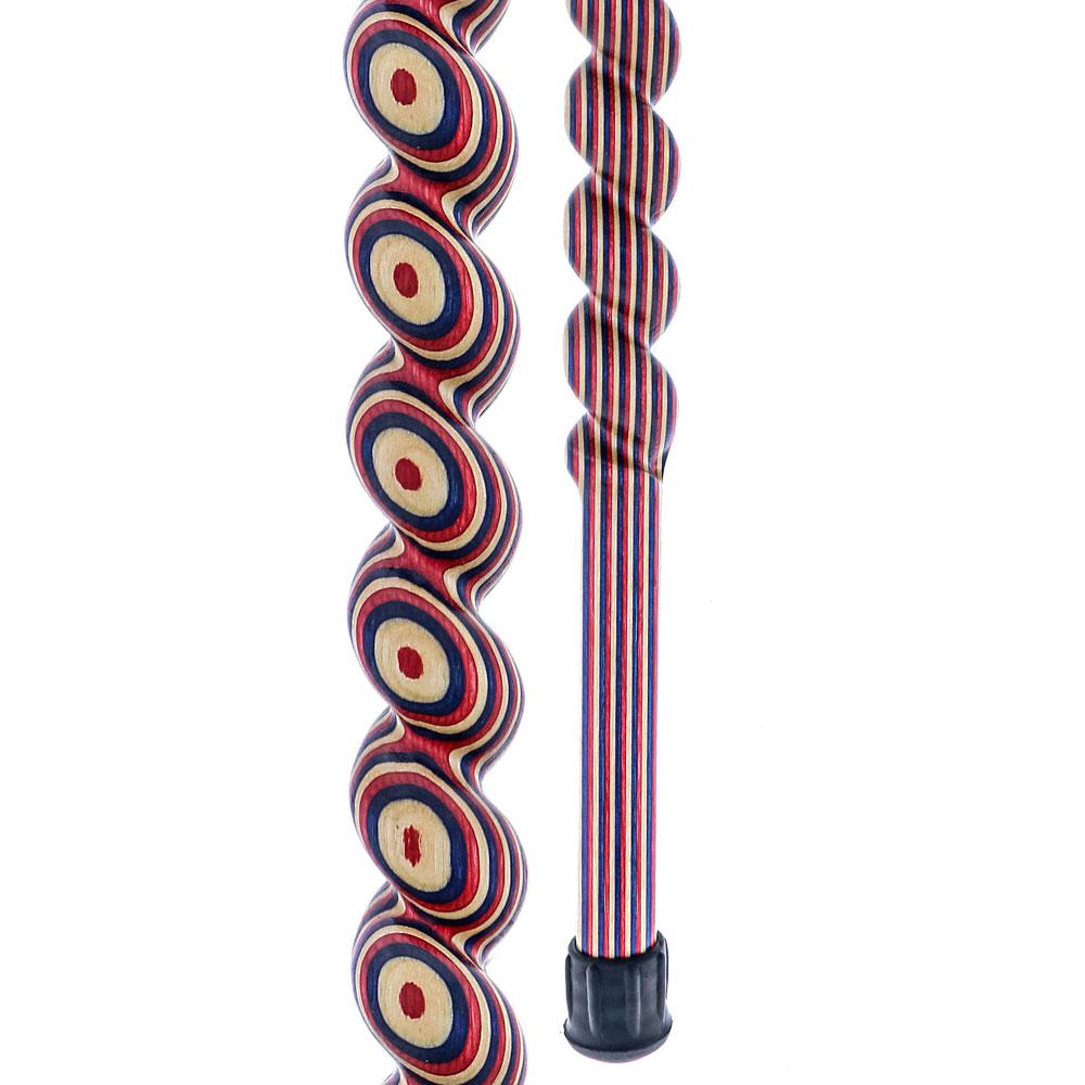 USA-Made Patriotic Twisted Spiral Cane: Red, White & Blue Wooden Colortone Walking Canes - Tophatter Daily Deals