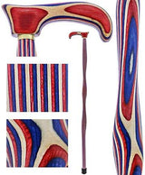 USA-Made Patriotic Twist Cane: Red, White & Blue Laminate Wooden Colortone Walking Canes - Tophatter Daily Deals
