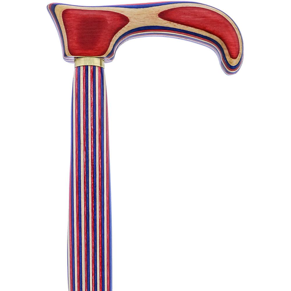 USA-Made Patriotic Twist Cane: Red, White & Blue Laminate Wooden Colortone Walking Canes - Tophatter Daily Deals