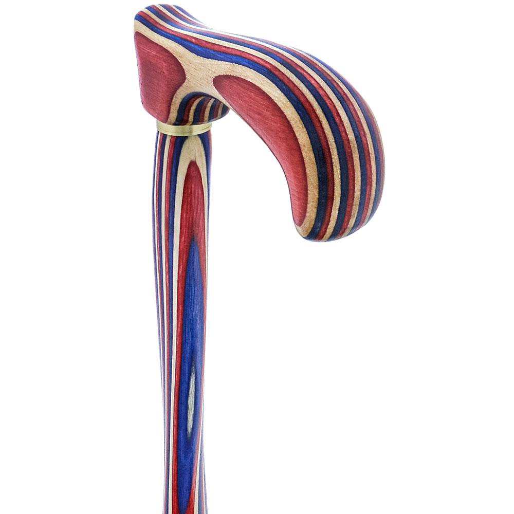 USA-Made Patriotic Twist Cane: Red, White & Blue Laminate Wooden Colortone Walking Canes - Tophatter Daily Deals