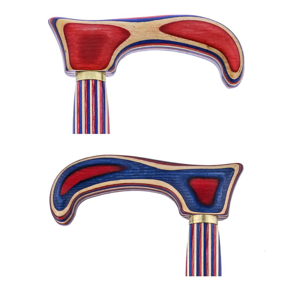 USA-Made Patriotic Twist Cane: Red, White & Blue Laminate Wooden Colortone Walking Canes - Tophatter Daily Deals