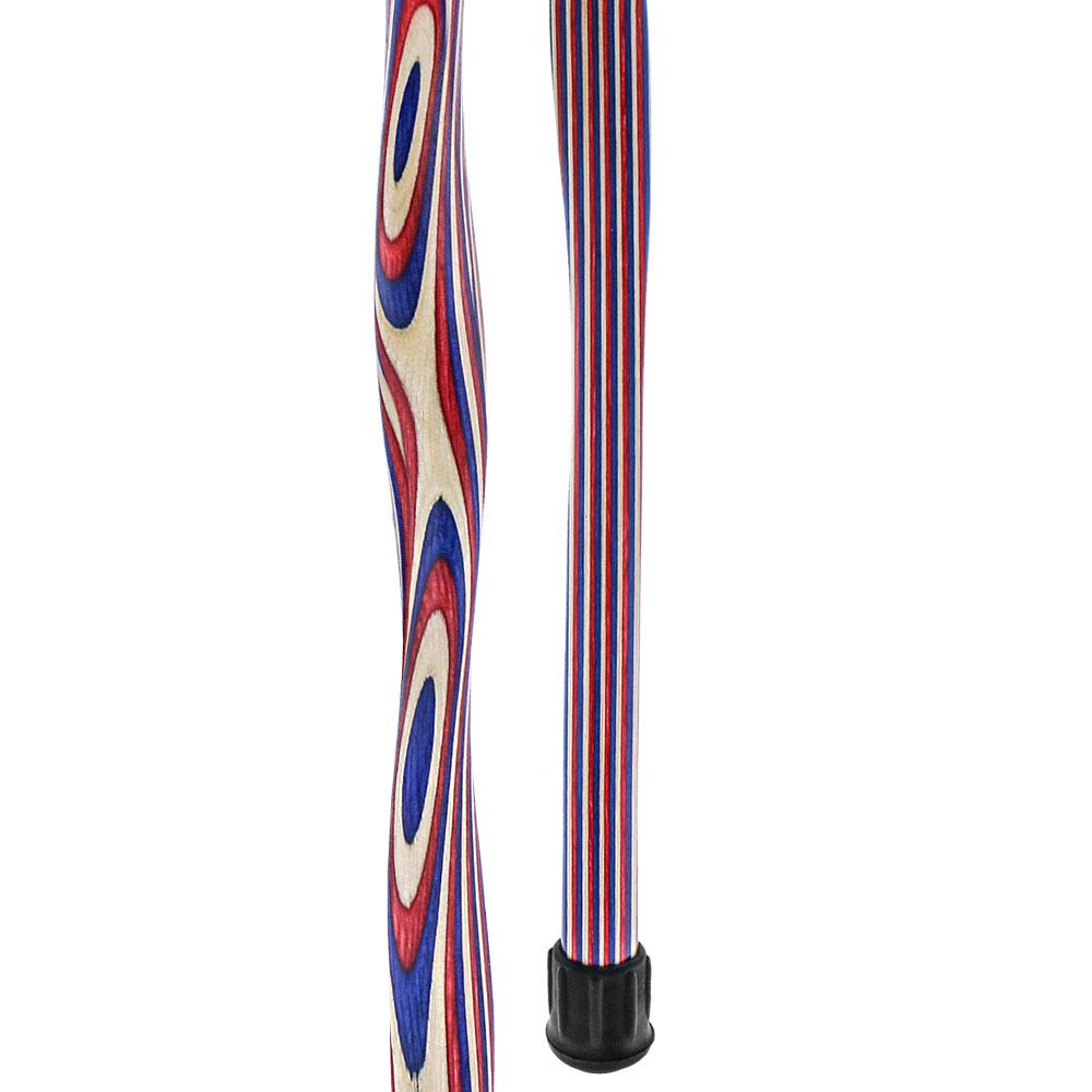 USA-Made Patriotic Twist Cane: Red, White & Blue Laminate Wooden Colortone Walking Canes - Tophatter Daily Deals