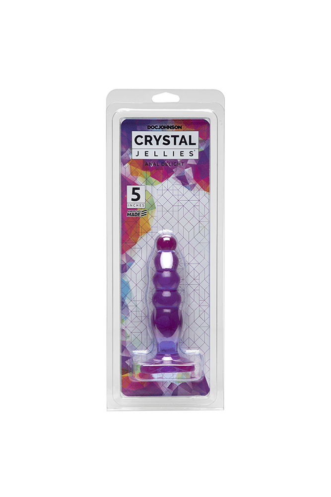 Crystal Jellies by Doc Johnson - Anal Delight Beaded Plug - Purple Sex Toy - Tophatter Daily Deals