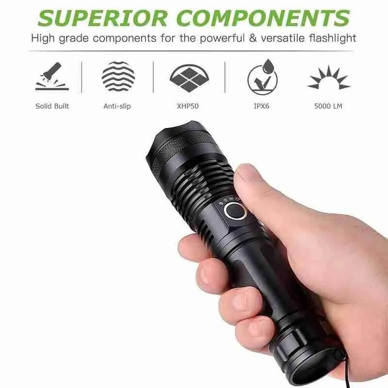 ANDOWL RECHARGEABLE 18650MAH FLASHLIGHT-Q-5109 - Tophatter's Army Deals FLASHLIGHTS - Tophatter Daily Deals
