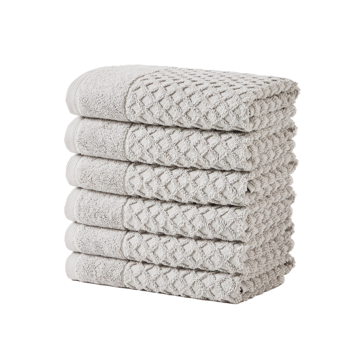 Cotton Diamond Waffle Weave Bath Towel Set - Grayson Collection Hand Towel (Pack of 6) Light Gray Bath - Tophatter Daily Deals