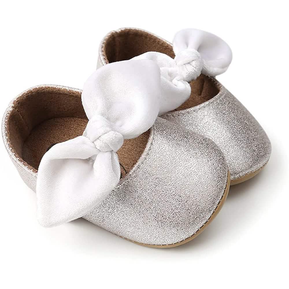Antheron Baby Girls Mary Jane Flats with Bowknot Silver Kids' & Baby Clothing - Tophatter Daily Deals