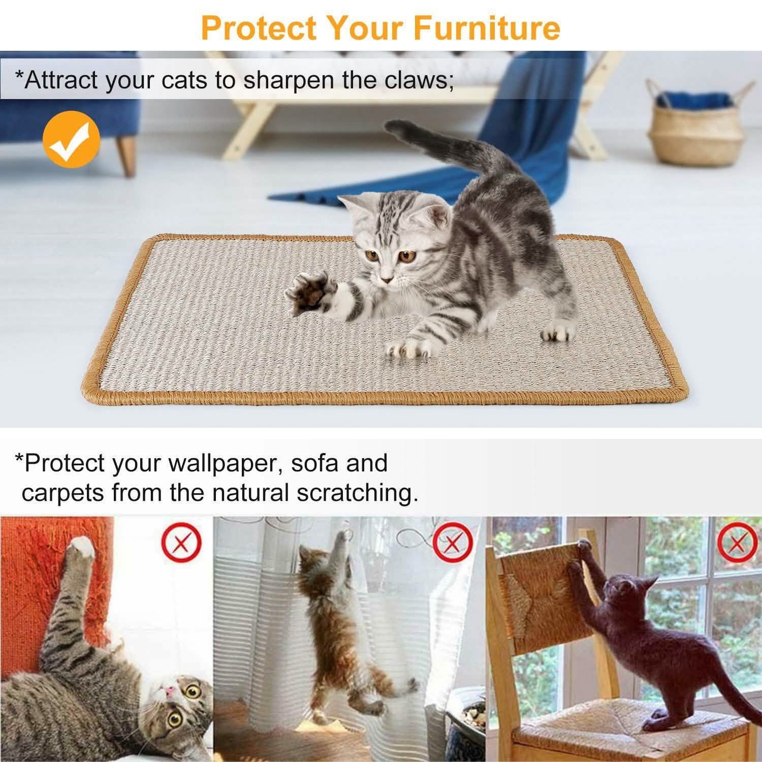 Anti-Slip Mat Horizontal Cat Floor Scratching Pad Rug Pet Supplies - Tophatter Daily Deals