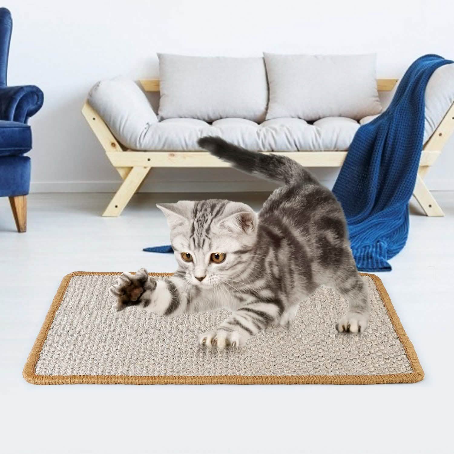 Anti-Slip Mat Horizontal Cat Floor Scratching Pad Rug Pet Supplies - Tophatter Daily Deals