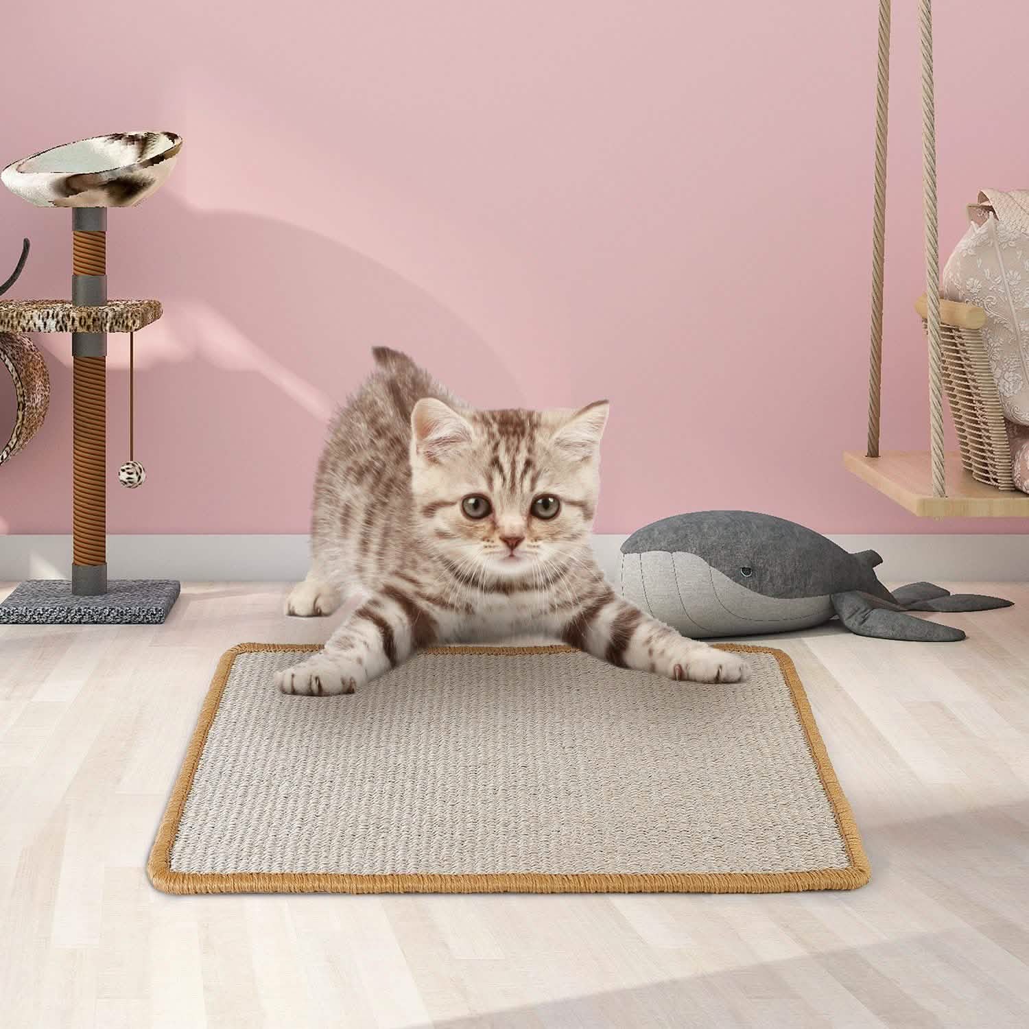 Anti-Slip Mat Horizontal Cat Floor Scratching Pad Rug Pet Supplies - Tophatter Daily Deals
