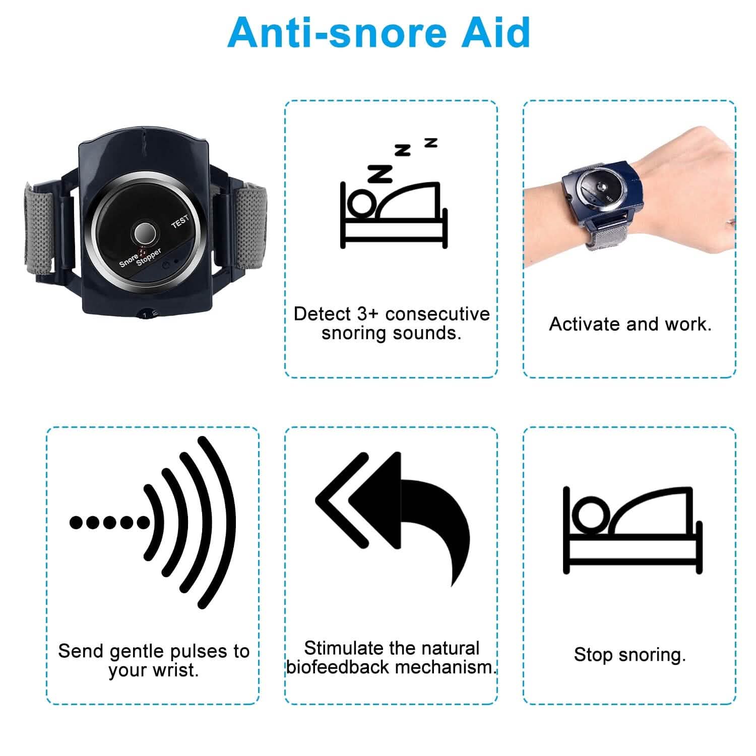Anti-Snore Infrared Wristband with Conductive Film Health & Wellness - Tophatter Daily Deals