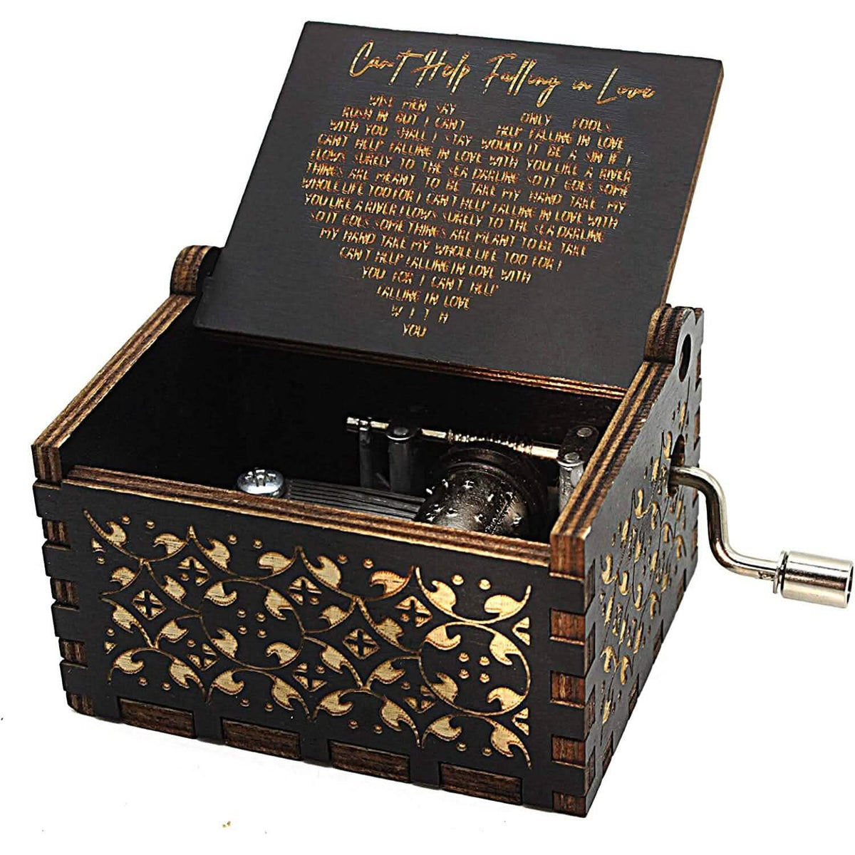 Antique Engraved Musical Box Can't Help Falling in Love Black Toys & Games - Tophatter Daily Deals