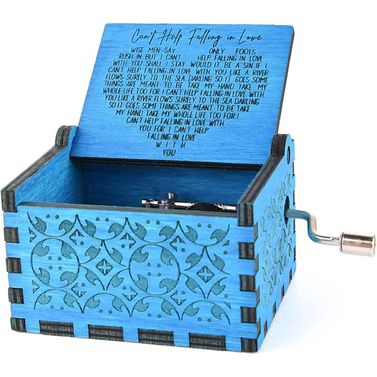 Antique Engraved Musical Box Can't Help Falling in Love Blue Toys & Games - Tophatter Daily Deals
