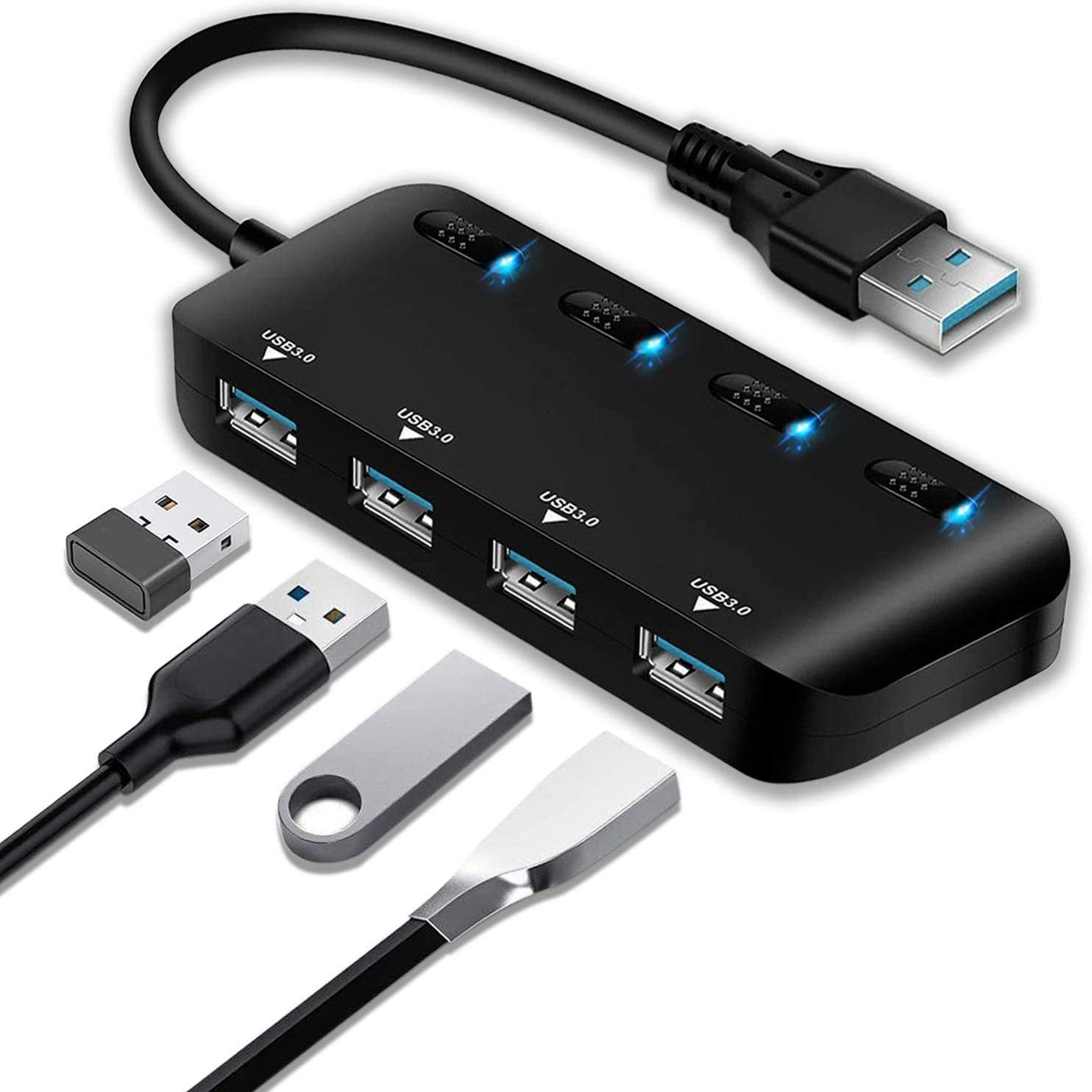 APANAGE 4-Port Powered USB 3.0 Hub Splitter USB Splitter - Tophatter Daily Deals