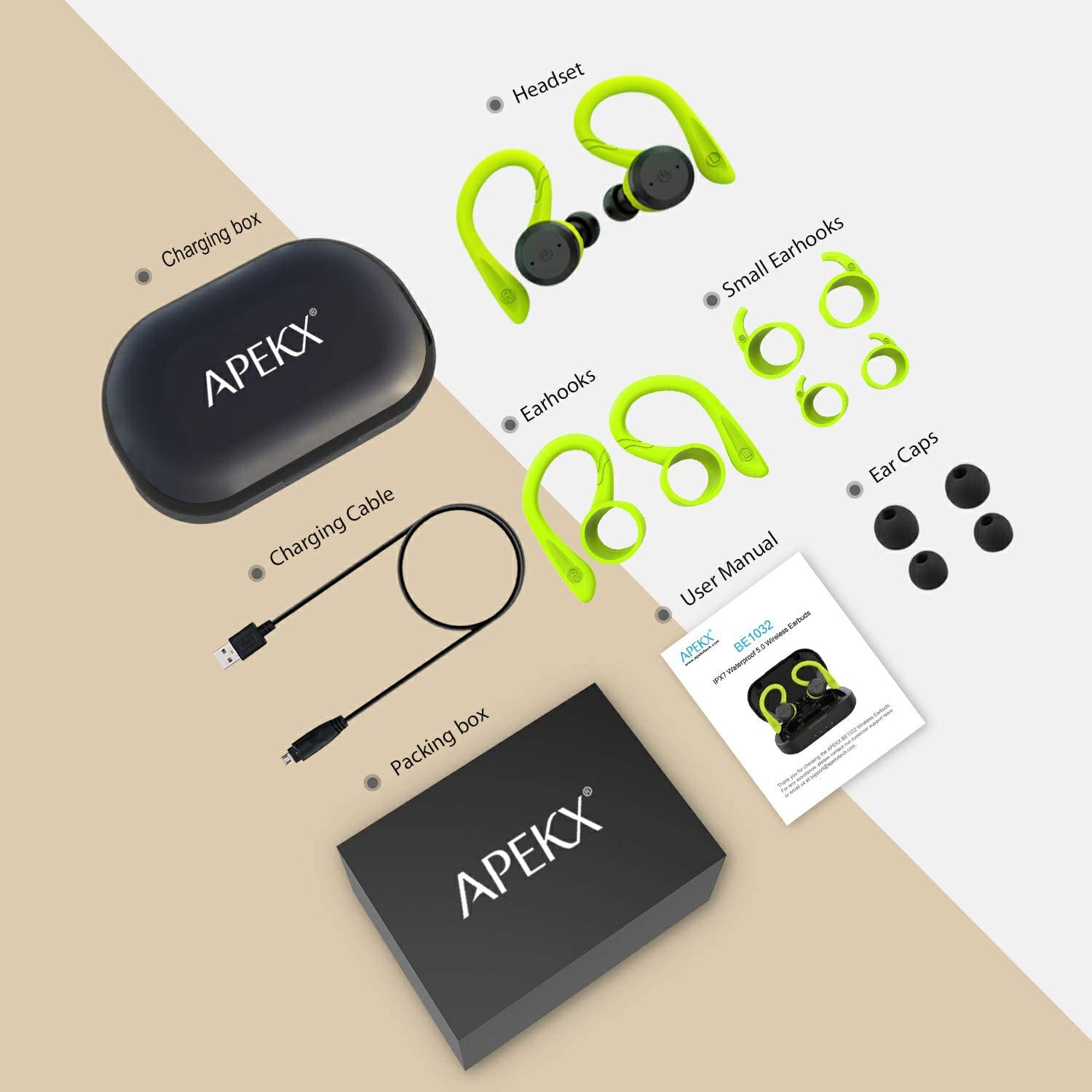 APEKX Bluetooth Headphones True Wireless Earbuds with Charging Case In-Ear Headphones - Tophatter Daily Deals