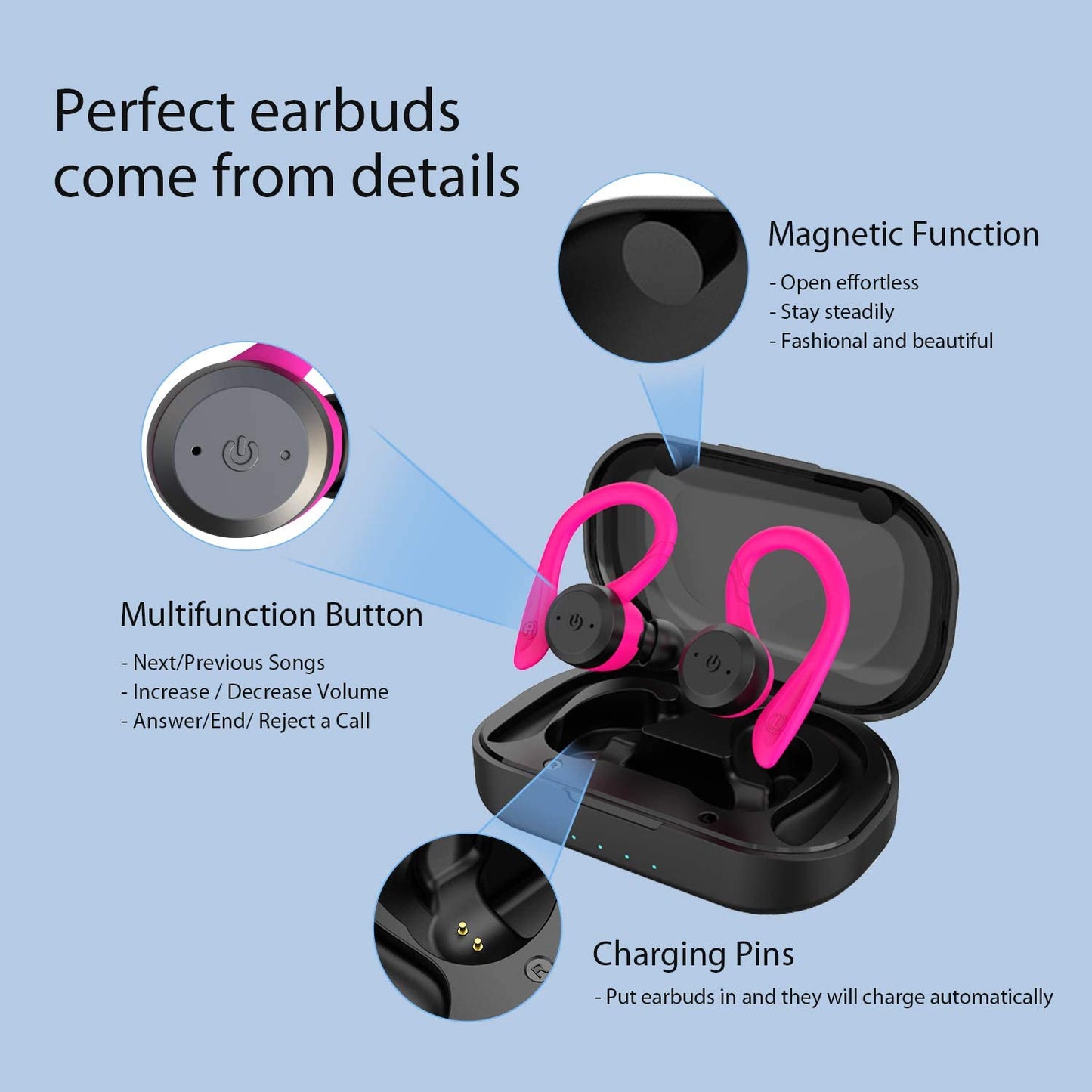 APEKX Bluetooth Headphones True Wireless Earbuds with Charging Case In-Ear Headphones - Tophatter Daily Deals