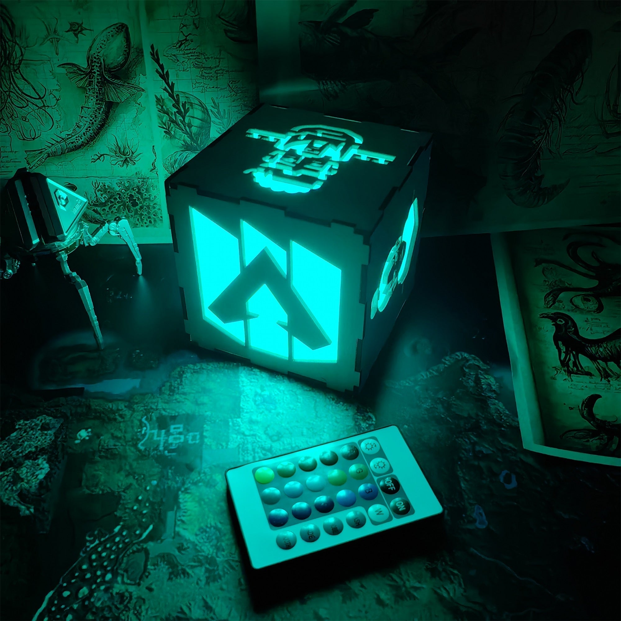 Handmade Wraith Octane Wooden Lantern Night Light Wooden Cube Light - Tophatter Daily Deals