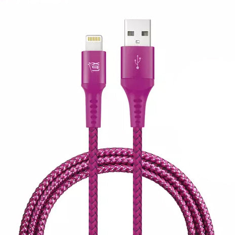 MFi Certified Colorful Rainbow Lightning Cables for Apple iPhone and iPad 6ft Magenta Charging Cable - Tophatter Daily Deals