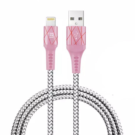 MFi Certified Colorful Rainbow Lightning Cables for Apple iPhone and iPad 6ft Pink Charging Cable - Tophatter Daily Deals