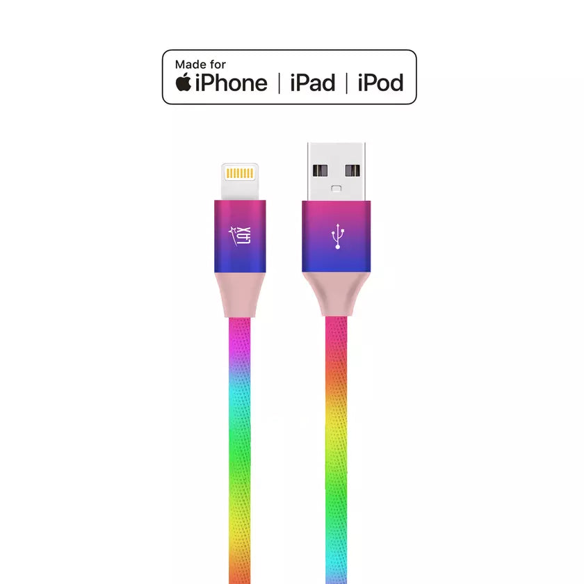 MFi Certified Colorful Rainbow Lightning Cables for Apple iPhone and iPad Charging Cable - Tophatter Daily Deals