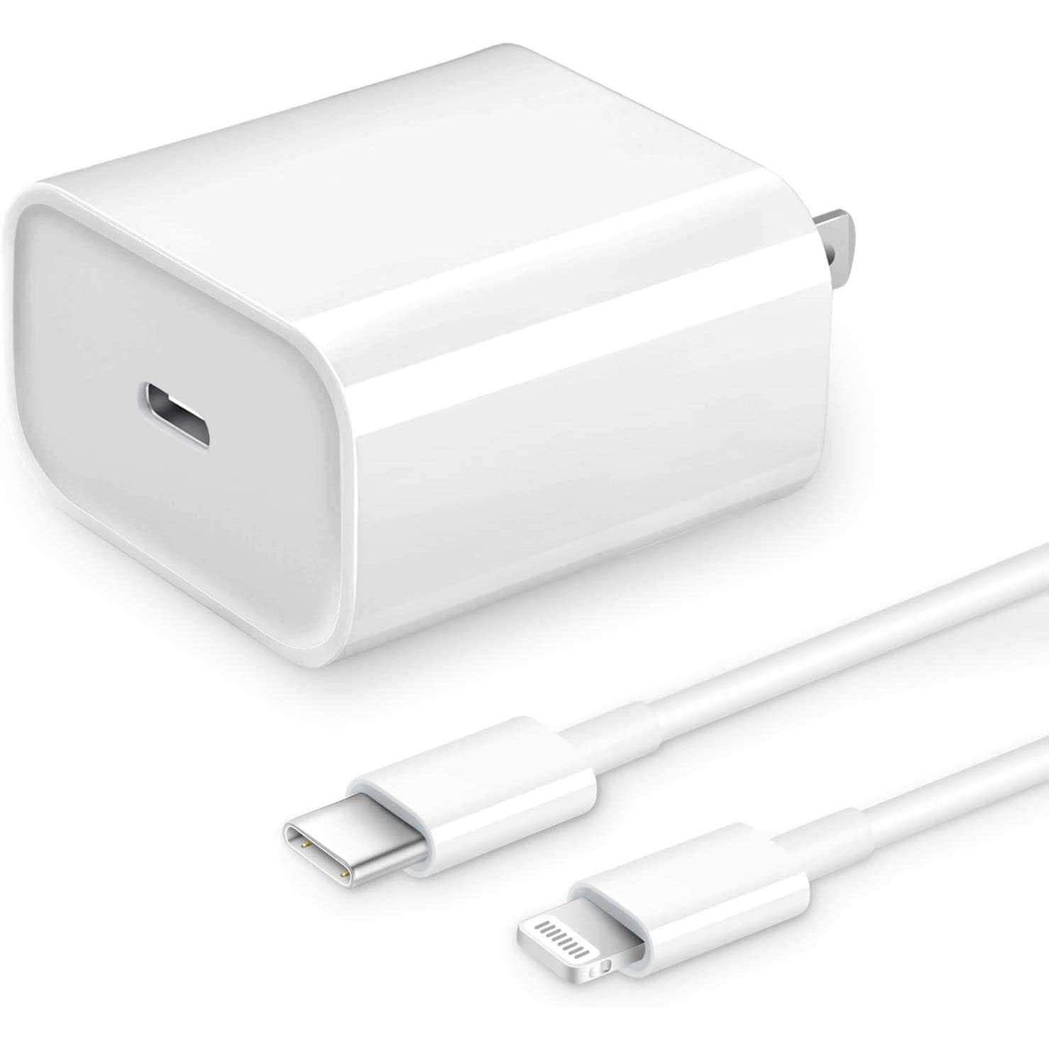 MFi Certified Veetone 20W PD Type C Power Wall Charger Travel Plug with 6FT USB C to Lightning Quick Charge Cable Charging Cable - Tophatter Daily Deals