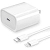MFi Certified Veetone 20W PD Type C Power Wall Charger Travel Plug with 6FT USB C to Lightning Quick Charge Cable Charging Cable - Tophatter Daily Deals