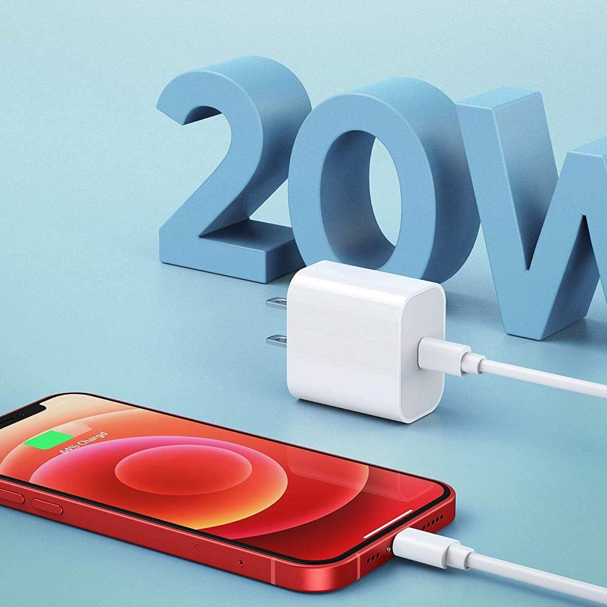 MFi Certified Veetone 20W PD Type C Power Wall Charger Travel Plug with 6FT USB C to Lightning Quick Charge Cable Charging Cable - Tophatter Daily Deals