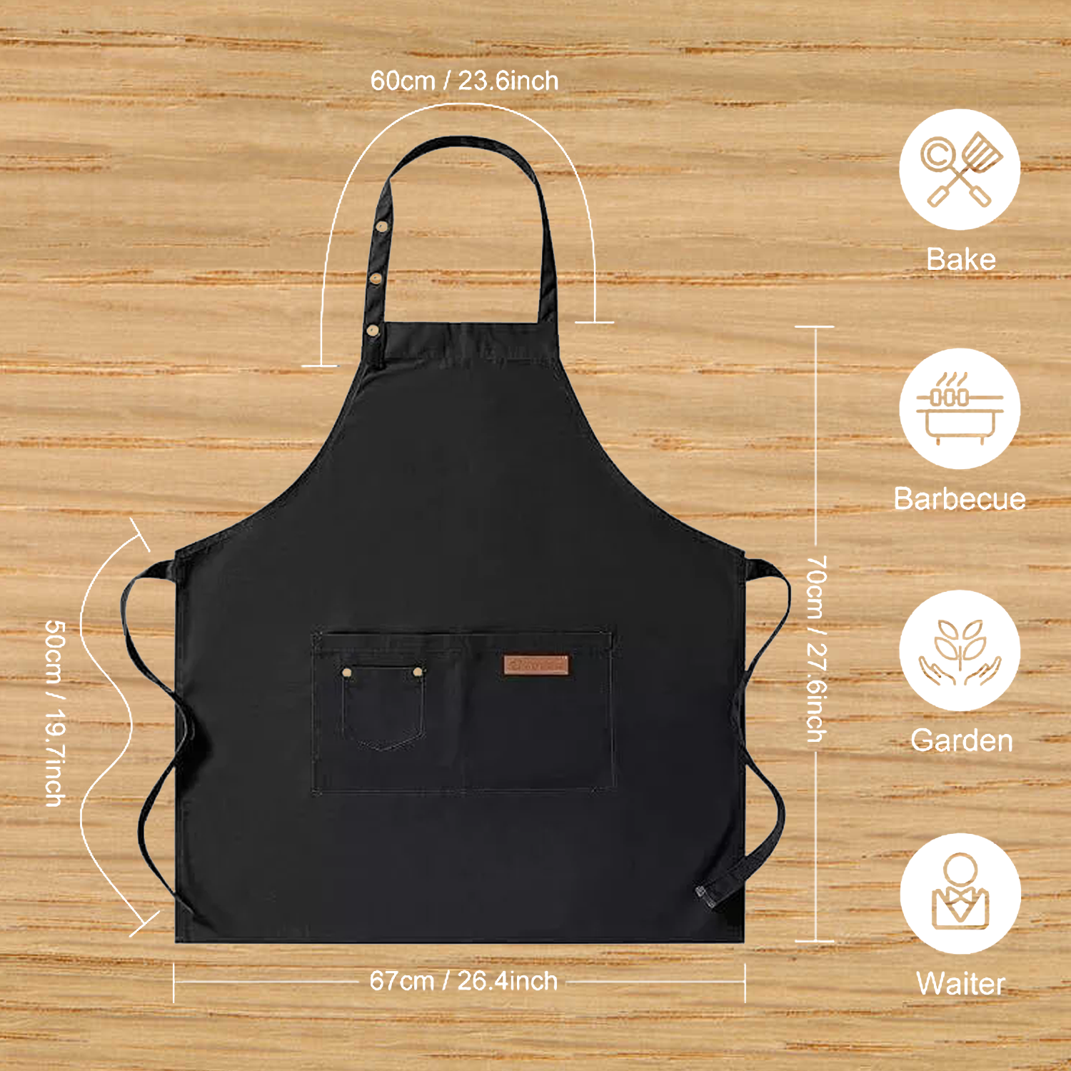Denim Chef Apron - Canvas Pockets Apron for Kitchen Cooking BBQ Crafts Baking Kitchen - Tophatter Daily Deals