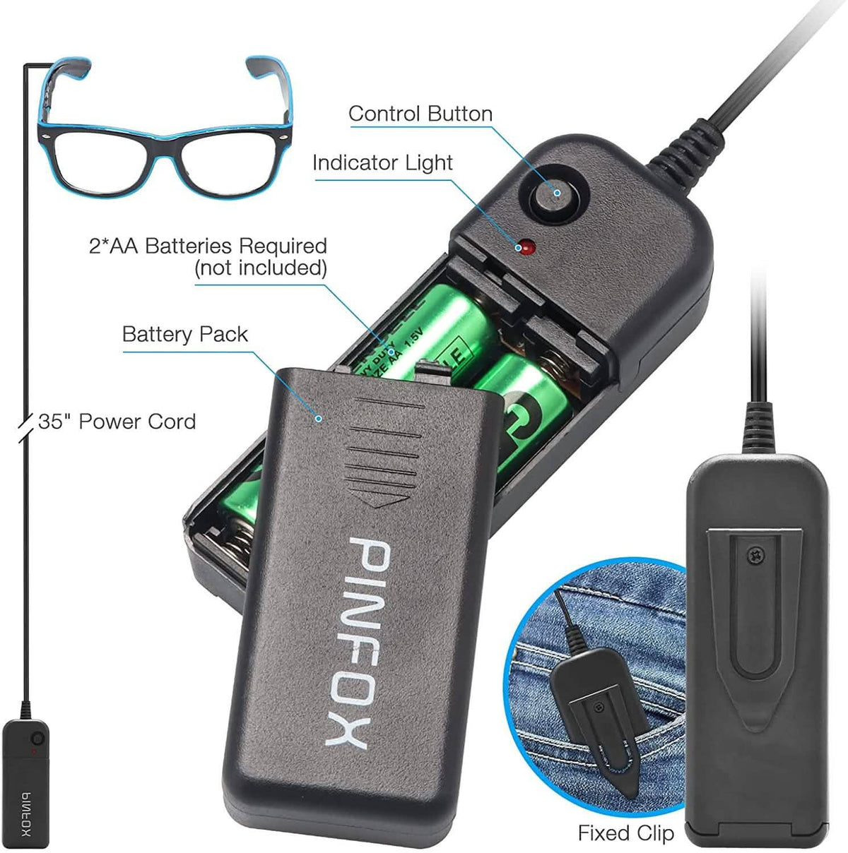 Aquat Light up EL Wire Neon Rave Glasses Sunglasses - Tophatter Daily Deals
