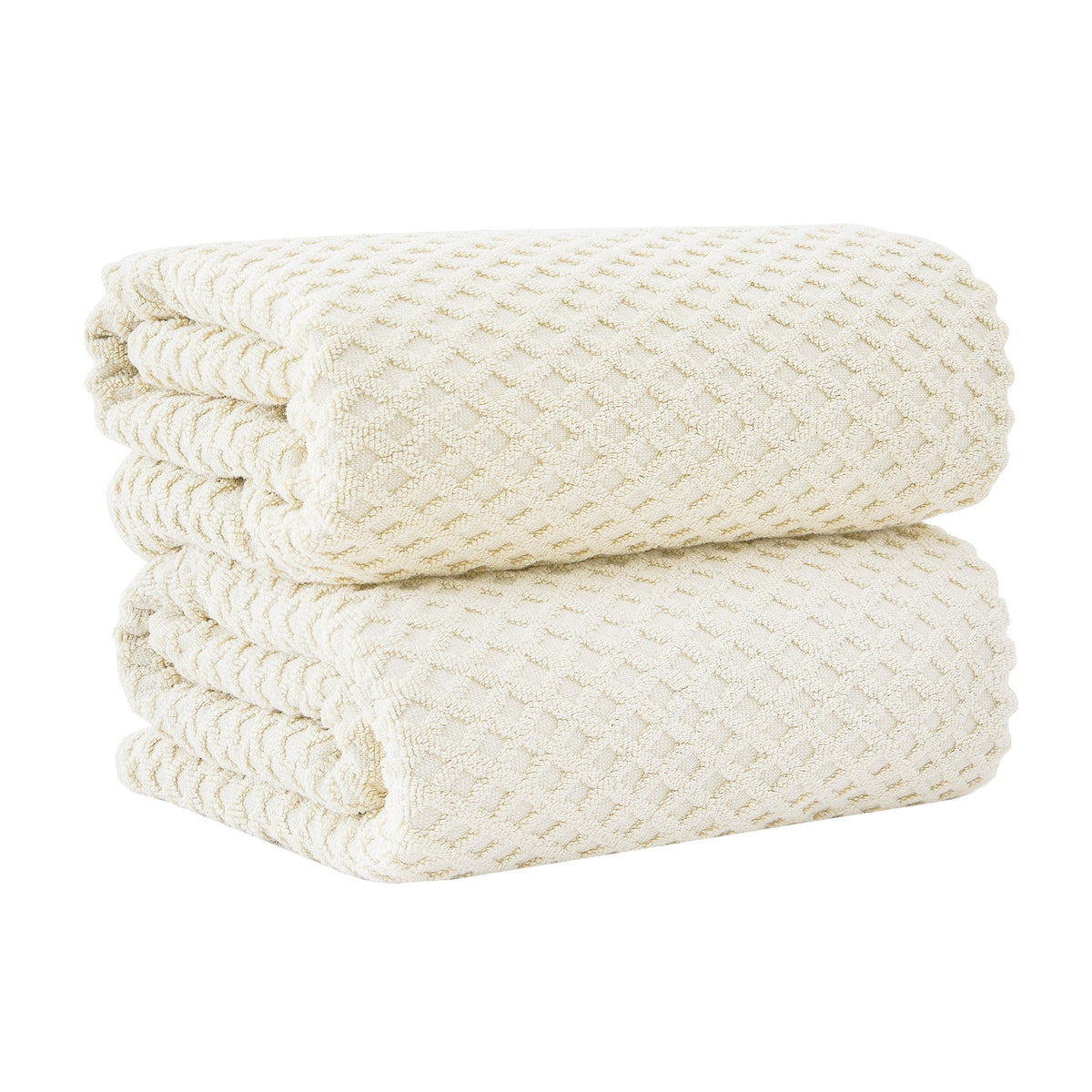 Cotton Diamond Waffle Weave Bath Towel Set - Grayson Collection Bath Sheet (Pack of 2) Ivory Bath - Tophatter Daily Deals