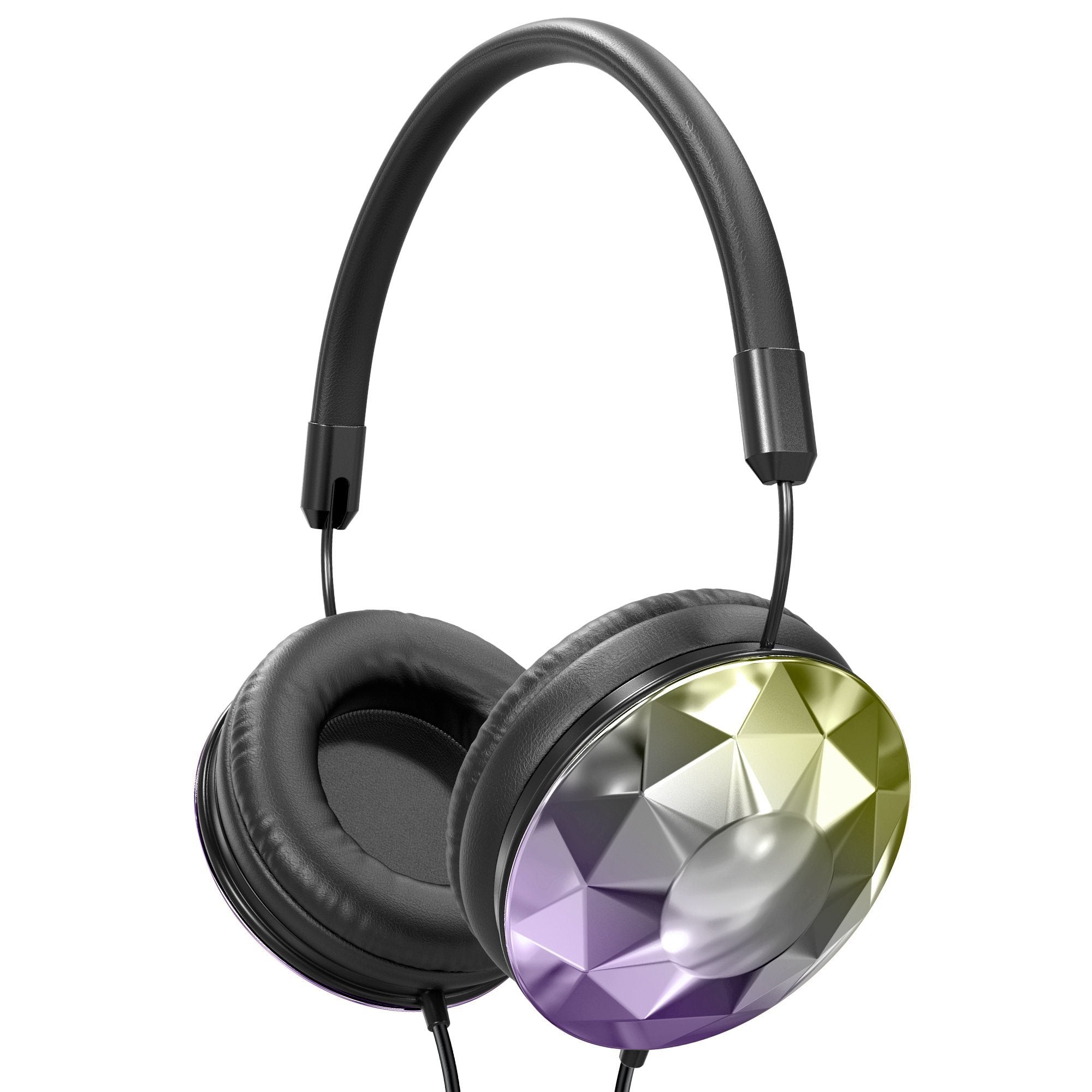 Art & Sound Faceted On-Ear Wired Headphones Iridescent On-Ear Headphones - Tophatter Daily Deals