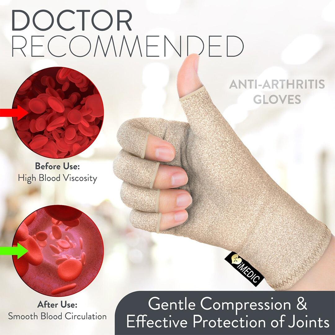 Compression Gloves for Arthritis - Fingerless Pain Relief Arthritic Hands Rheumatoid Anti Arthritis Elastic Gloves Gloves - Tophatter Daily Deals