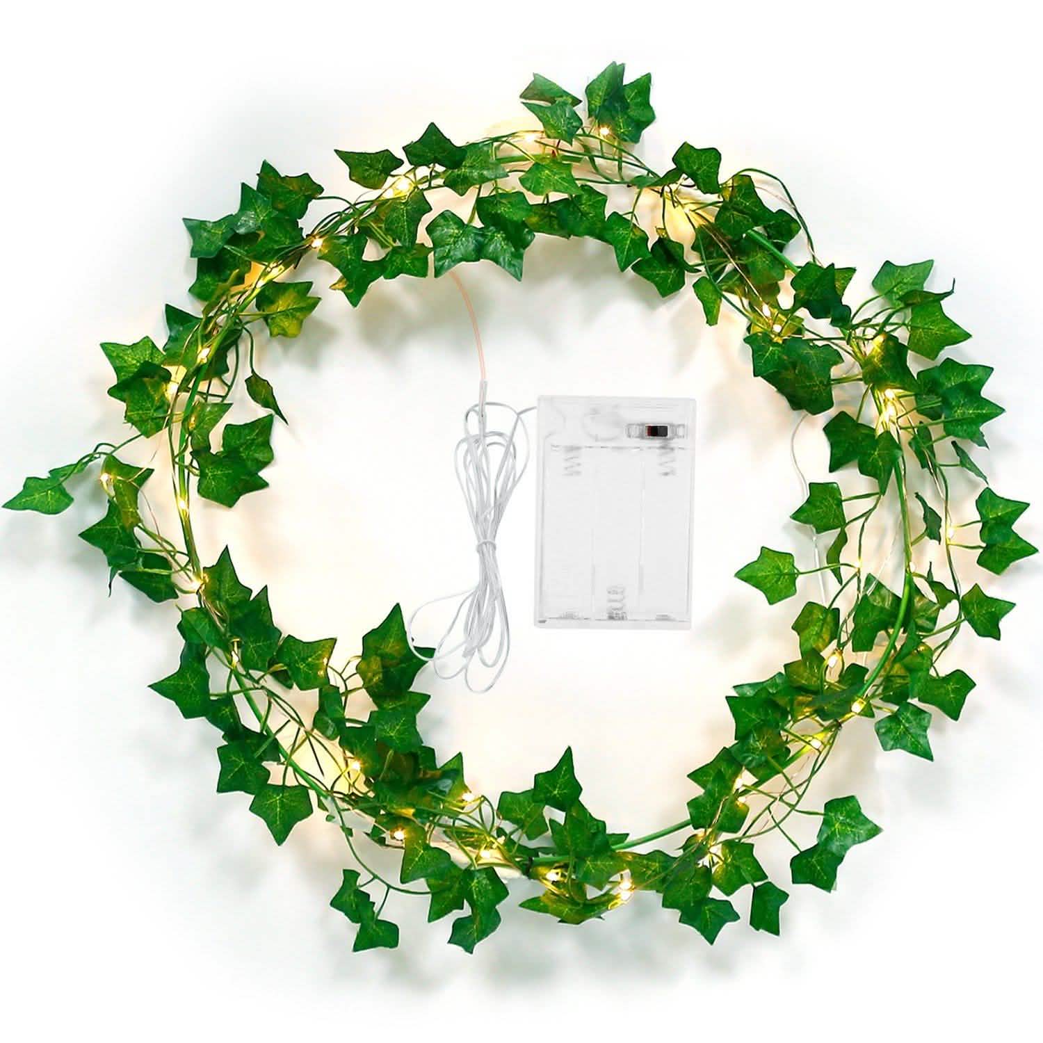 Artificial Ivy Leaves String Lights Battery Powered Outdoor Lighting - Tophatter Daily Deals