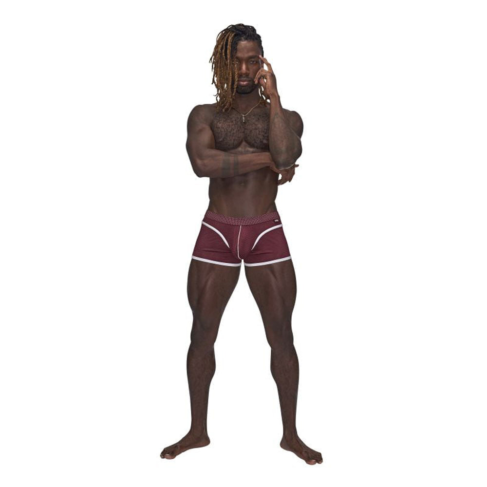 Male Power Sport Mesh Mini Shorts in Burgundy > Clothes > Mens Trunks - Tophatter Daily Deals