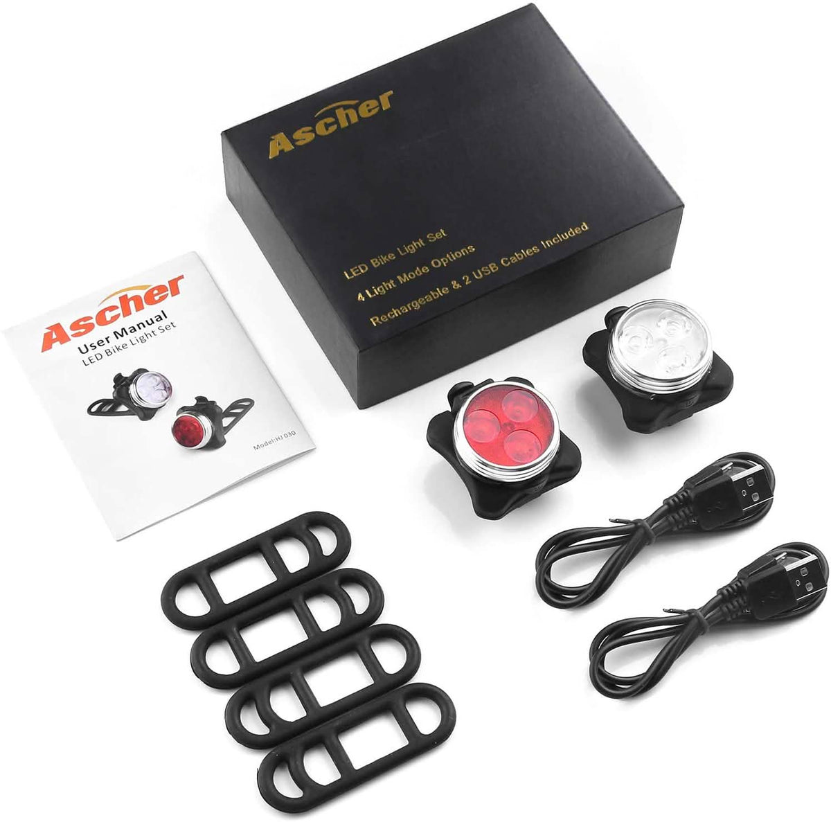 Ascher USB Rechargeable Bike Light Set Outdoor Recreation - Tophatter Daily Deals