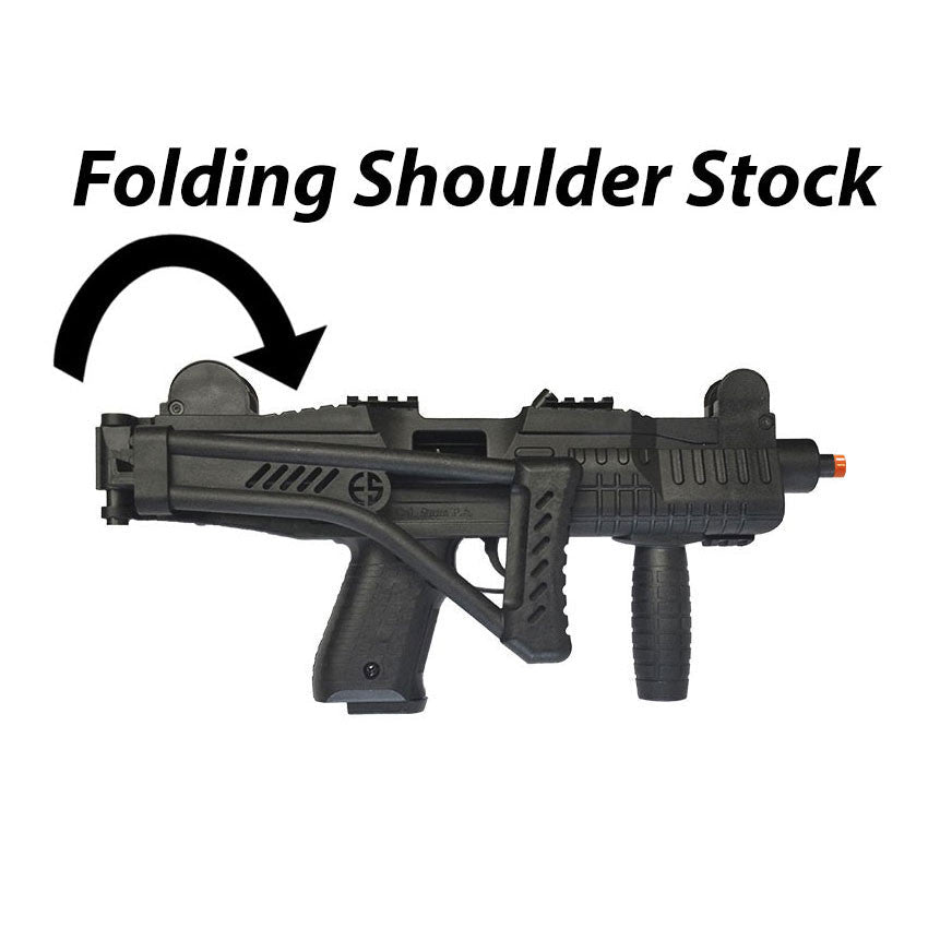 EKOL ASI UZI Black - Full Auto Front Firing 9mm Blank Machine Gun with Folding Stock - Tophatter's Weapons'N'Deals Blank Firing Replica Guns - Tophatter Daily Deals