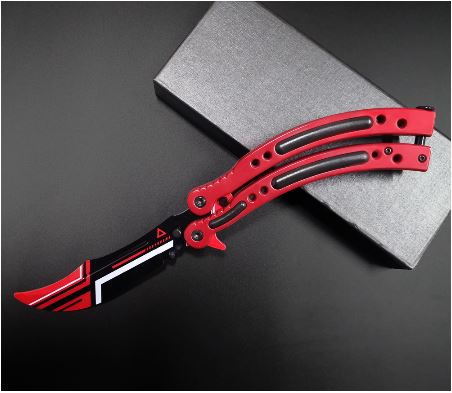 22 colors CSGO Butterfly Knife SHARP 440C Counter Strike Balisong Red Asiimov (you will receive sharp) Knife-Balisong - Tophatter Daily Deals