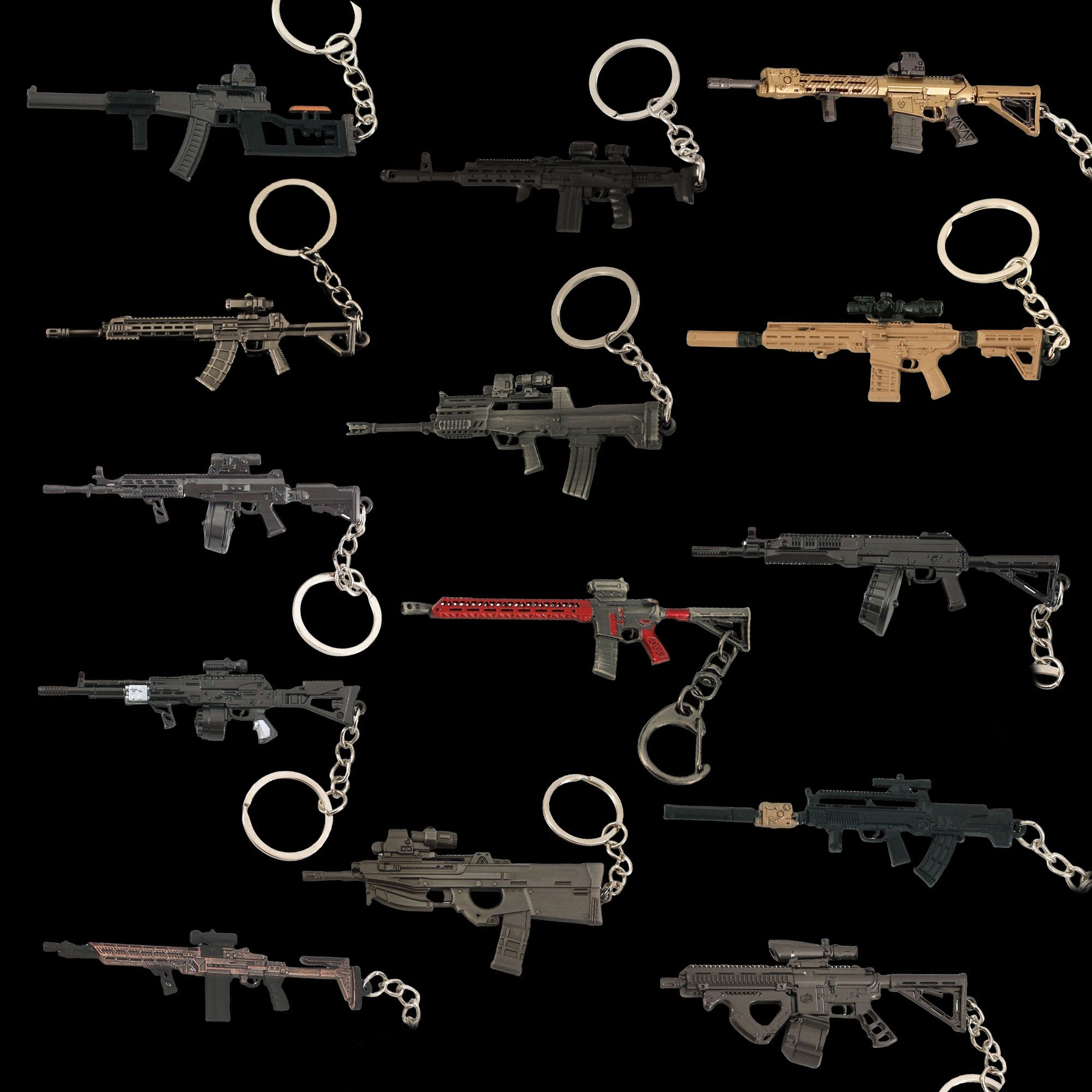 14 in 1 Keychain of Advanced Morden Gun With Accessories 14 in 1 Pack - Tophatter Daily Deals