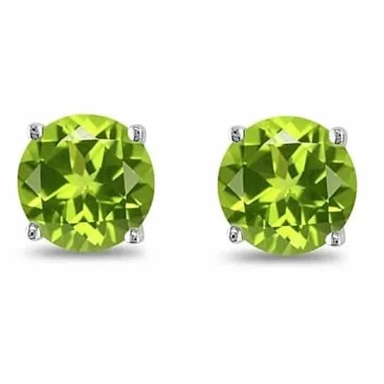 August Birthstone Peridot 925 Sterling Silver Round Cz Stud Earring Earrings - Tophatter Daily Deals