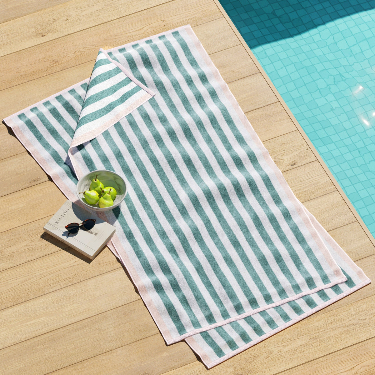 Oversized Striped Border Cabana Beach Towel - Santa Cruz Bath - Tophatter Daily Deals