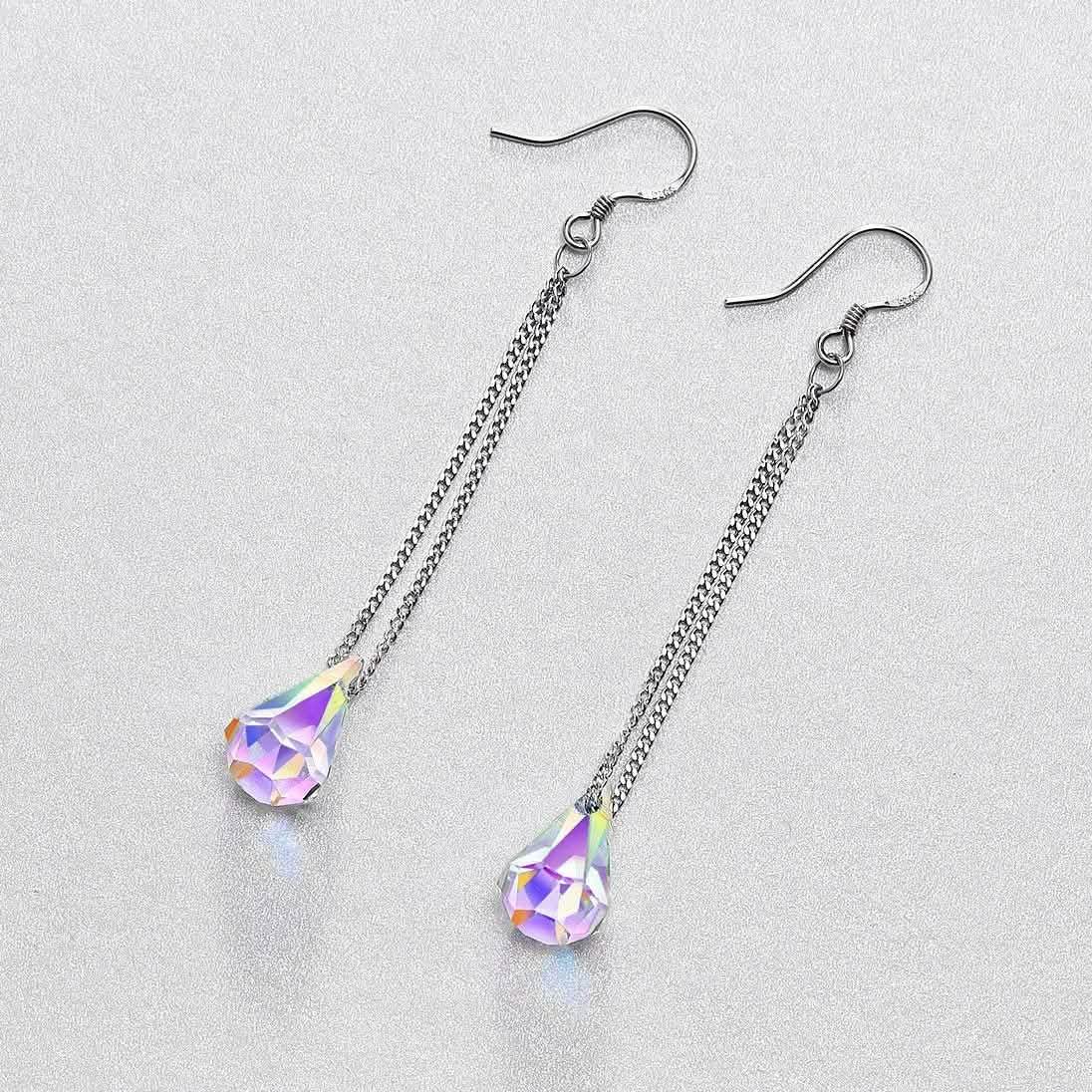 Aurora Borealis Crystal Drop Earrings Made with Swarovski Elements Earrings - Tophatter Daily Deals