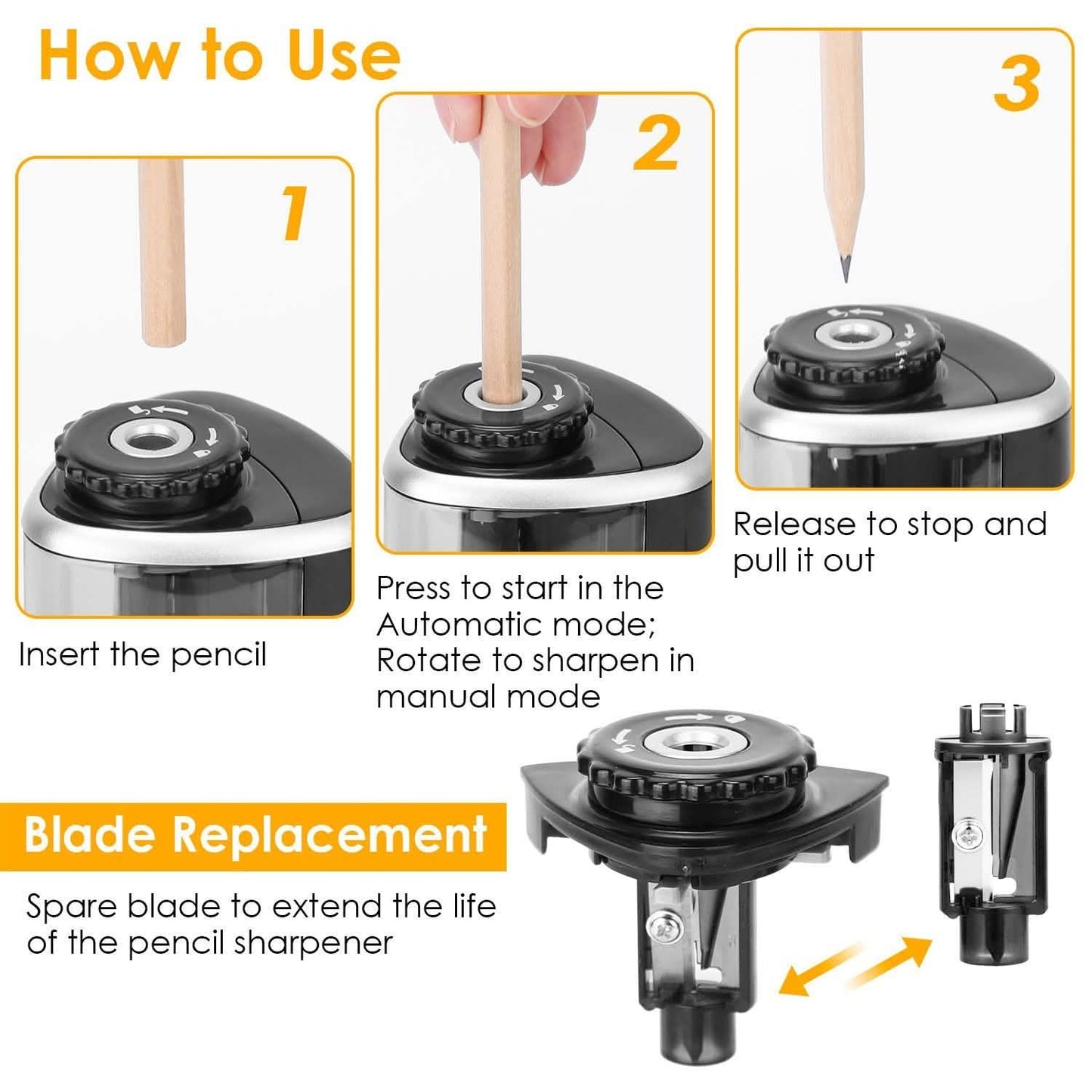 Auto Manual Electric Pencil Sharpener School, Office & Art Supplies - Tophatter Daily Deals