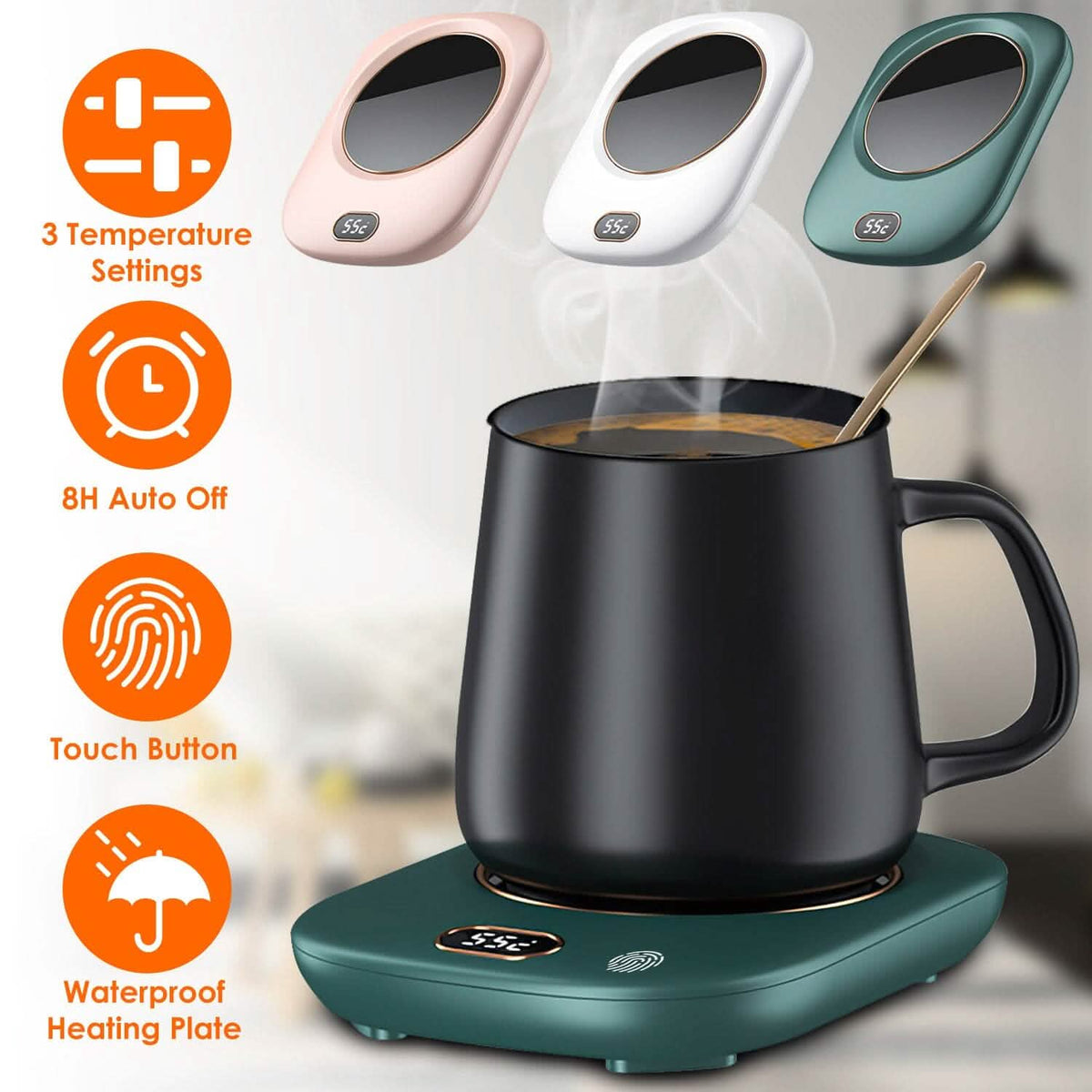 Auto Shut Off USB Coffee Mug Heating Plate with 3 Temperature Setting Coffee Makers & Accessories - Tophatter Daily Deals