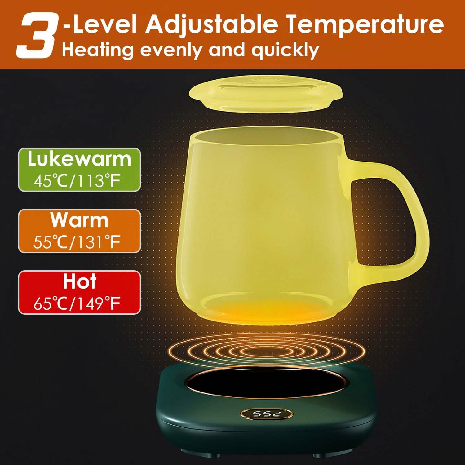 Auto Shut Off USB Coffee Mug Heating Plate with 3 Temperature Setting Kitchen Tools & Gadgets - Tophatter Daily Deals