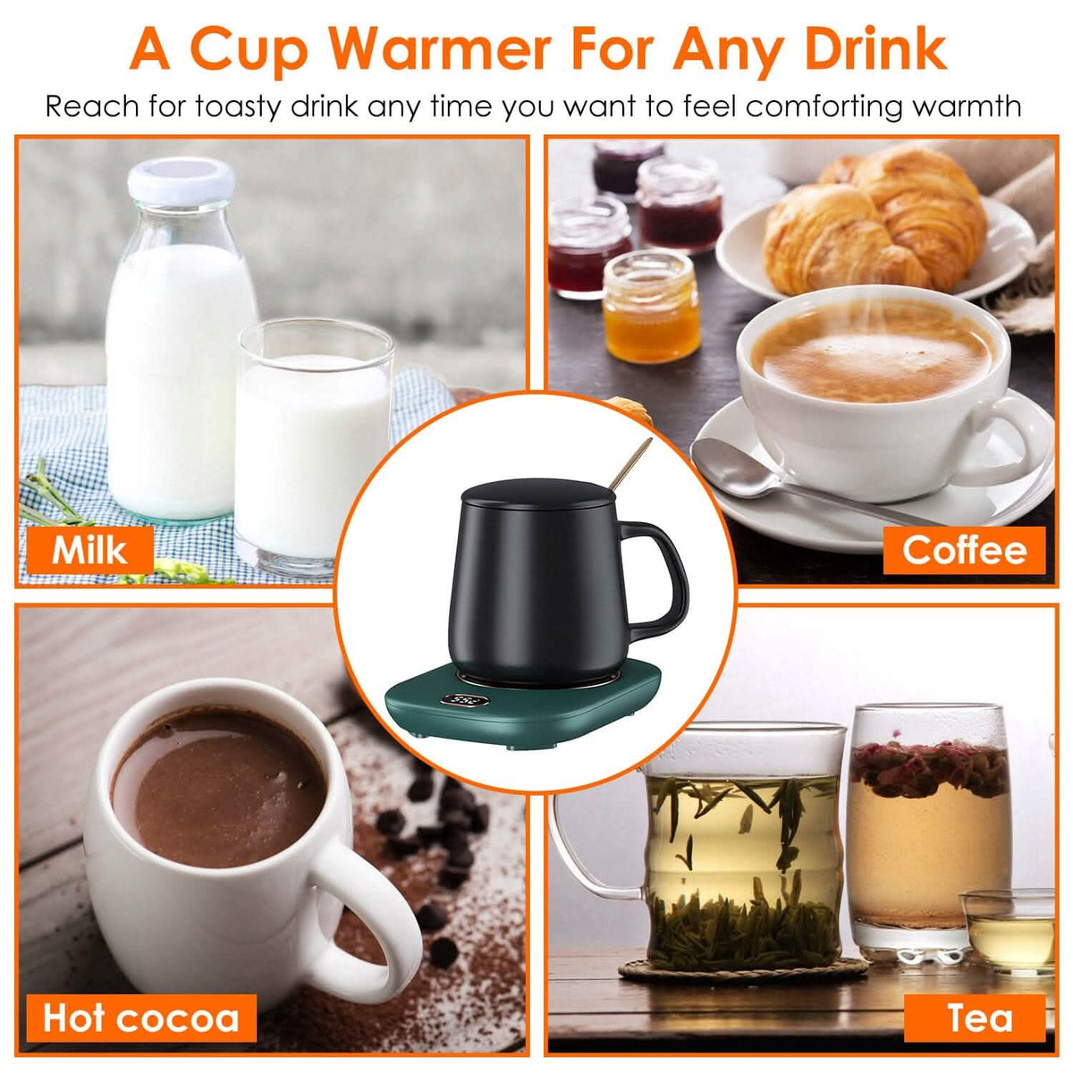 Auto Shut Off USB Coffee Mug Heating Plate with 3 Temperature Setting Coffee Makers & Accessories - Tophatter Daily Deals