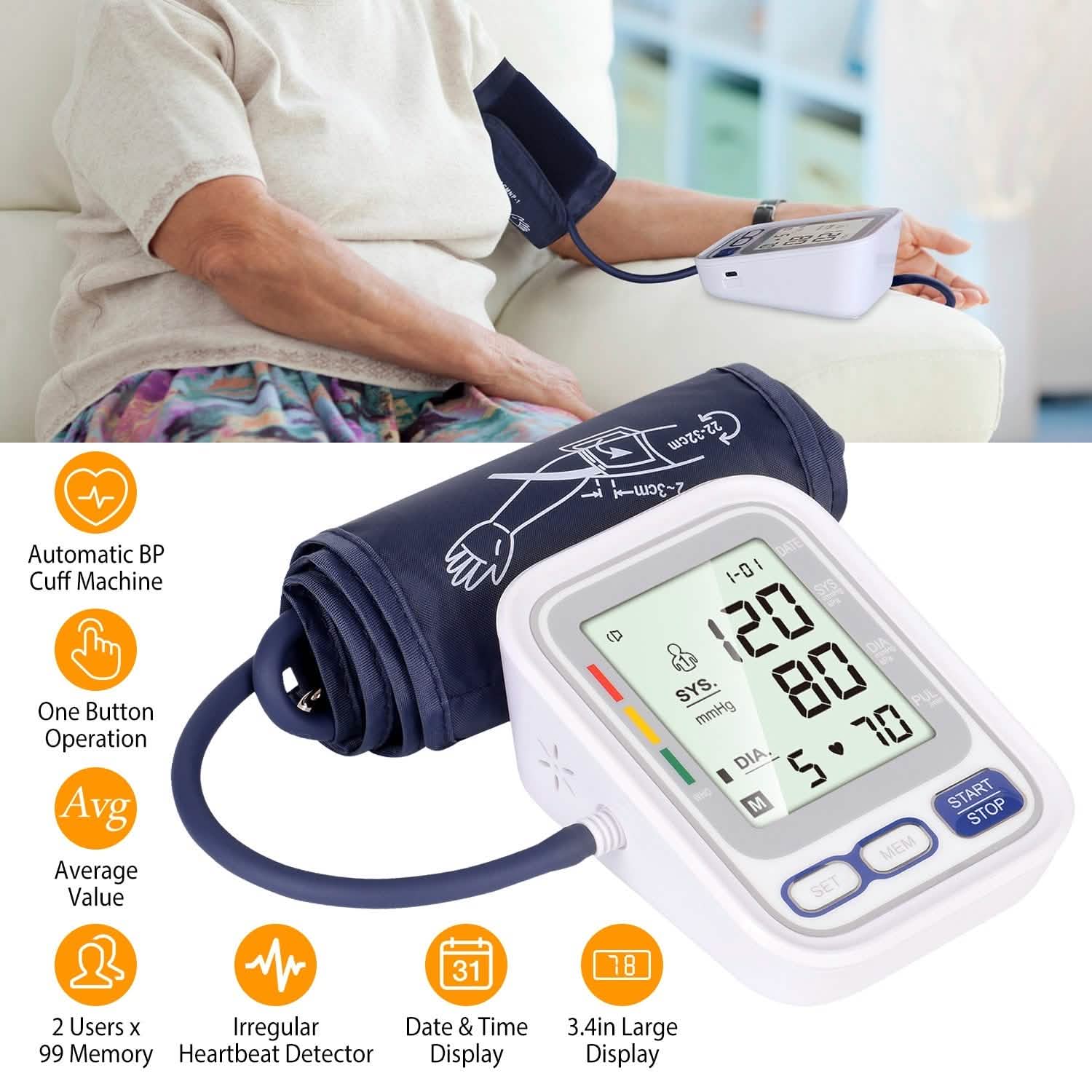 Automatic Arm Blood Pressure Monitor Digital Health & Wellness - Tophatter Daily Deals