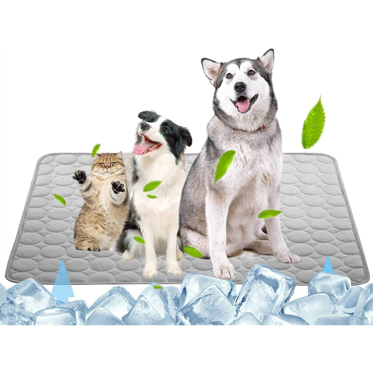 Automatic Cooling Dog Mat Washable Pet Sleeping Blanket Mat Gray Pet Supplies - Tophatter Daily Deals
